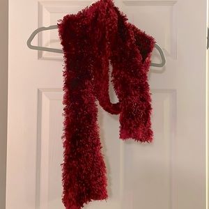 Cranberry fuzzy scarf